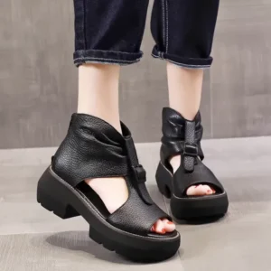 Women's petite summer new casual platform peep-toe retro height-increasing thick-soled sandals Roman sandals
